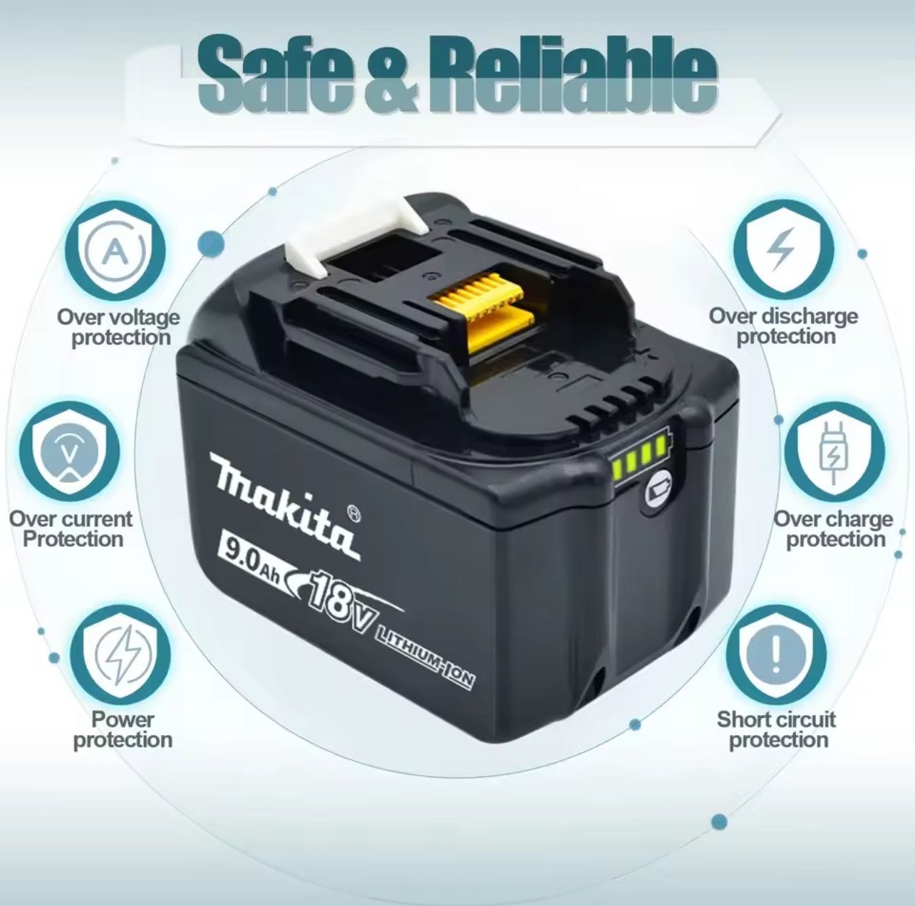 Makita 18V 9.0Ah Li-ion Accu BL1890 met LED-indicator, Doe-het-zelf en Verbouw, Gereedschap | Handgereedschap, Ophalen of Verzenden