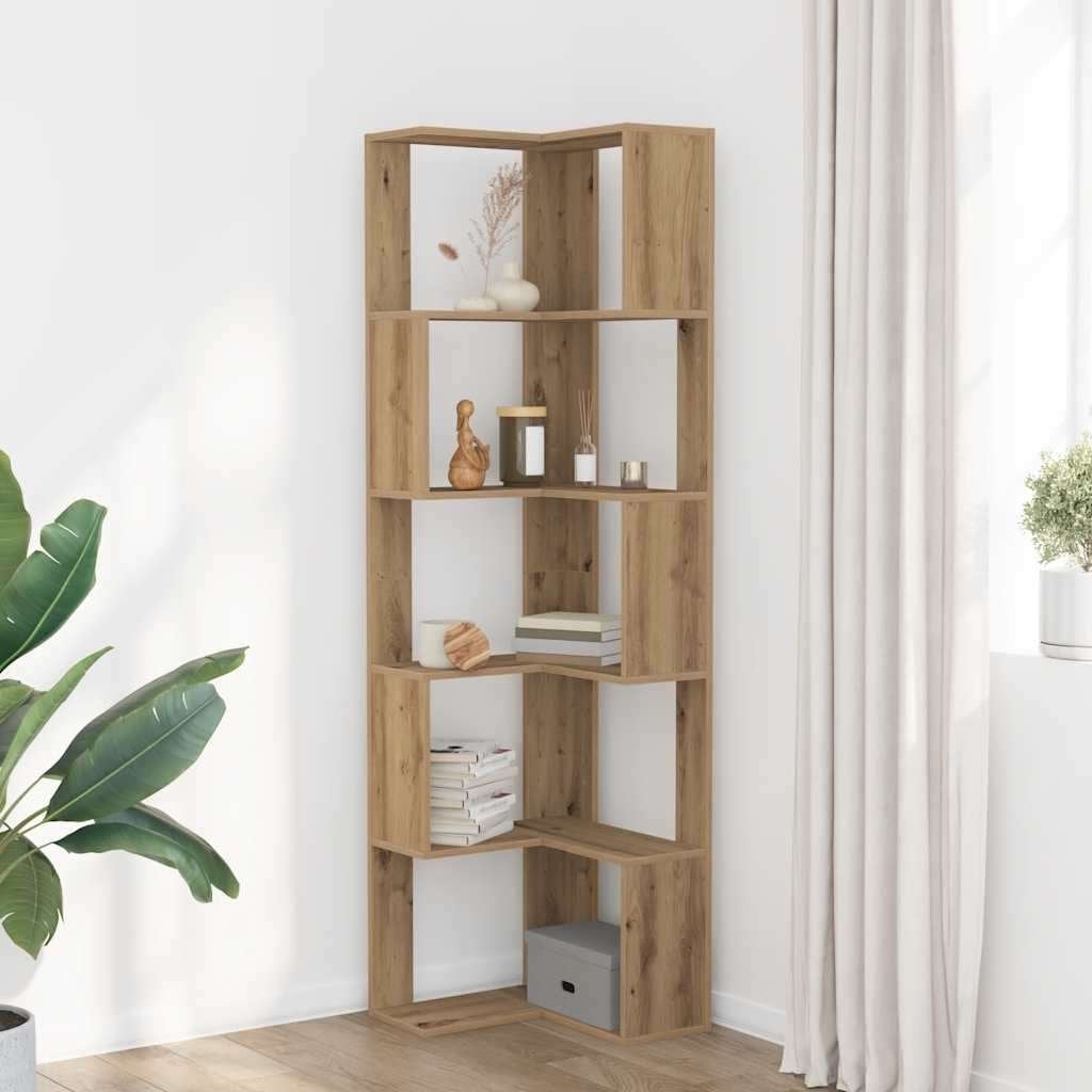 Nieuwe boekenkast 5-laags hoek eikenkleur, Nieuw, 150 tot 200 cm, 25 tot 50 cm, 50 tot 100 cm