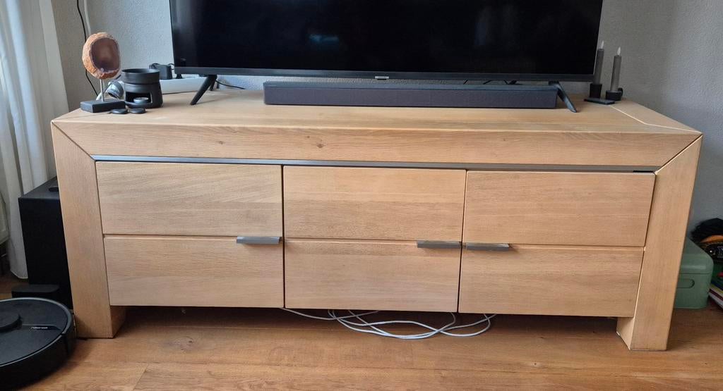 Tv kast eiken 160 x 50 x 60, Ophalen, Gebruikt, 150 tot 200 cm, Eikenhout