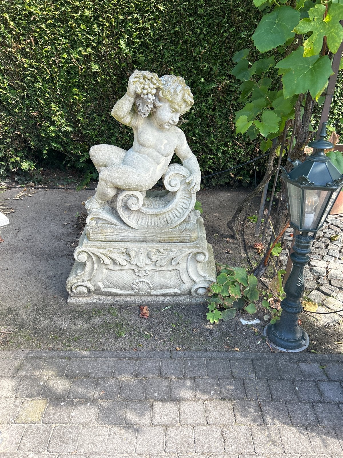 Engelen op sokkel - Brocante tuindecoratie, Antiek en Kunst, Beeld, Religie, 50 - 100 cm, Ophalen of Verzenden