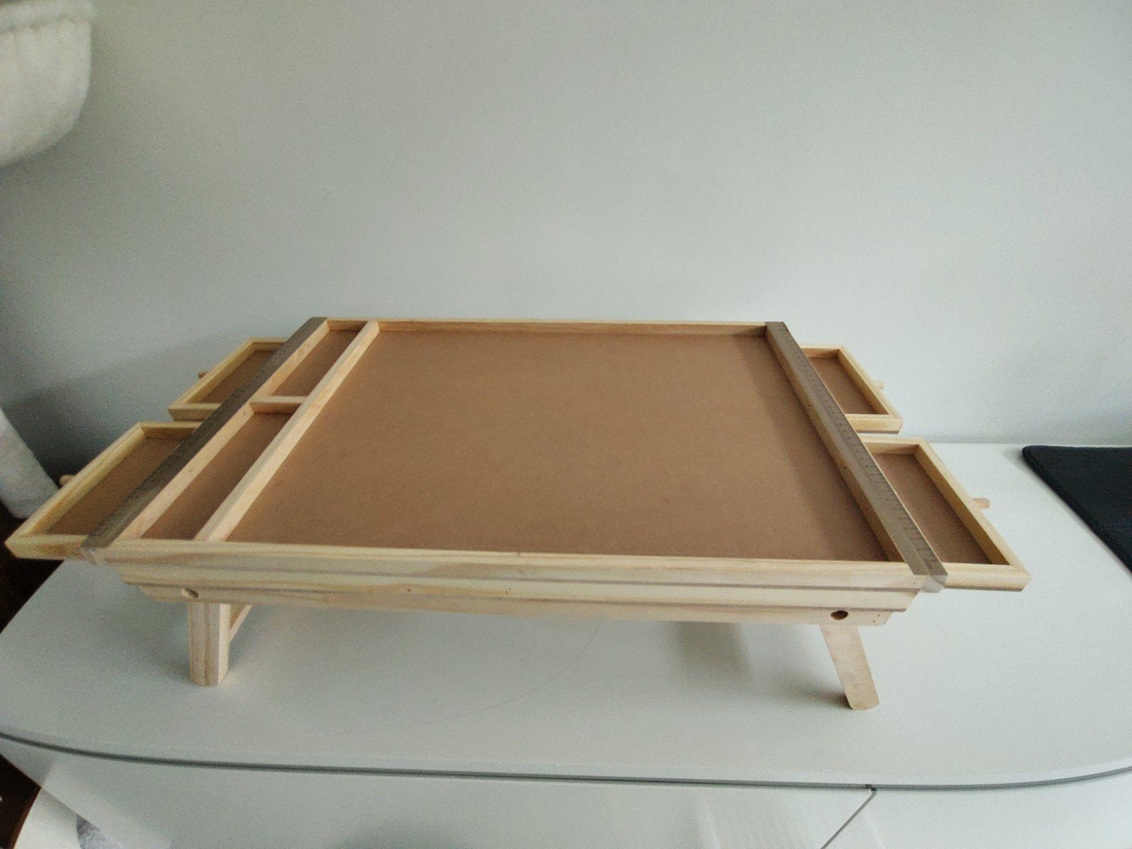 Houten puzzelltafel met LED-verlichting en opbergvakken, Ophalen, Overige thema's, Gereedschap of Toebehoren, Beige
