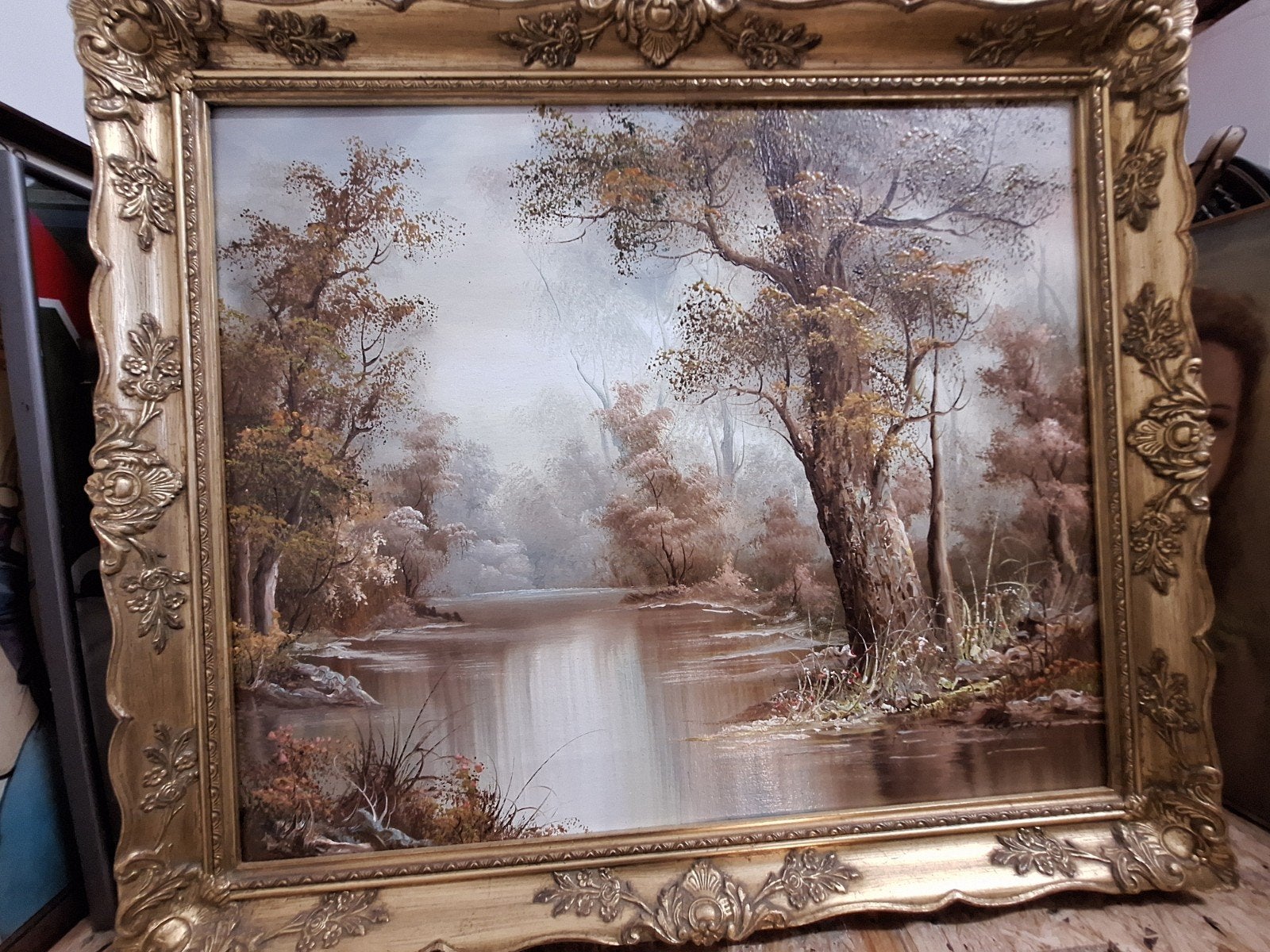 Schilderij: Mysterieus Boslandschap met Rivier, Ophalen