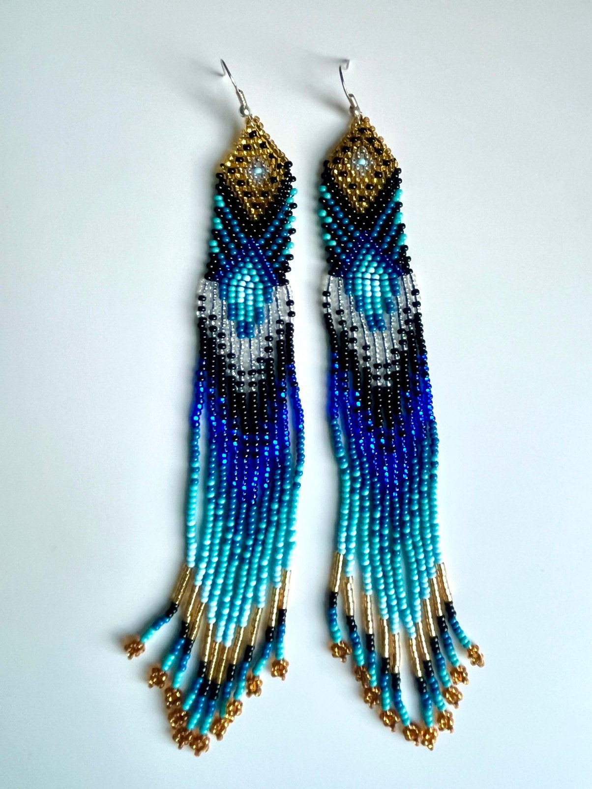Spectaculaire, lange oorbellen uit Ecuador NIEUW, Hangers, Blauw, Nieuw, Ophalen of Verzenden