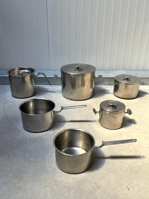 Gero Zilmeta RVS pannen 10x Dick Simonis design, Huis en Inrichting, Keuken | Potten en Pannen, Gebruikt, ., Pannenset, Ophalen of Verzenden