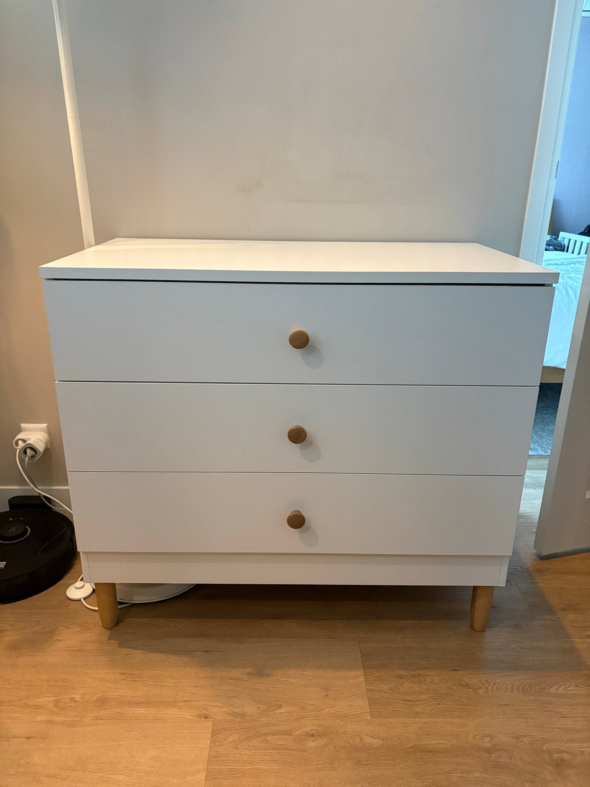 Commode Bocca Petit Amelie - Wit met houten knoppen, Ophalen, Gebruikt, 50 tot 70 cm, 75 tot 100 cm