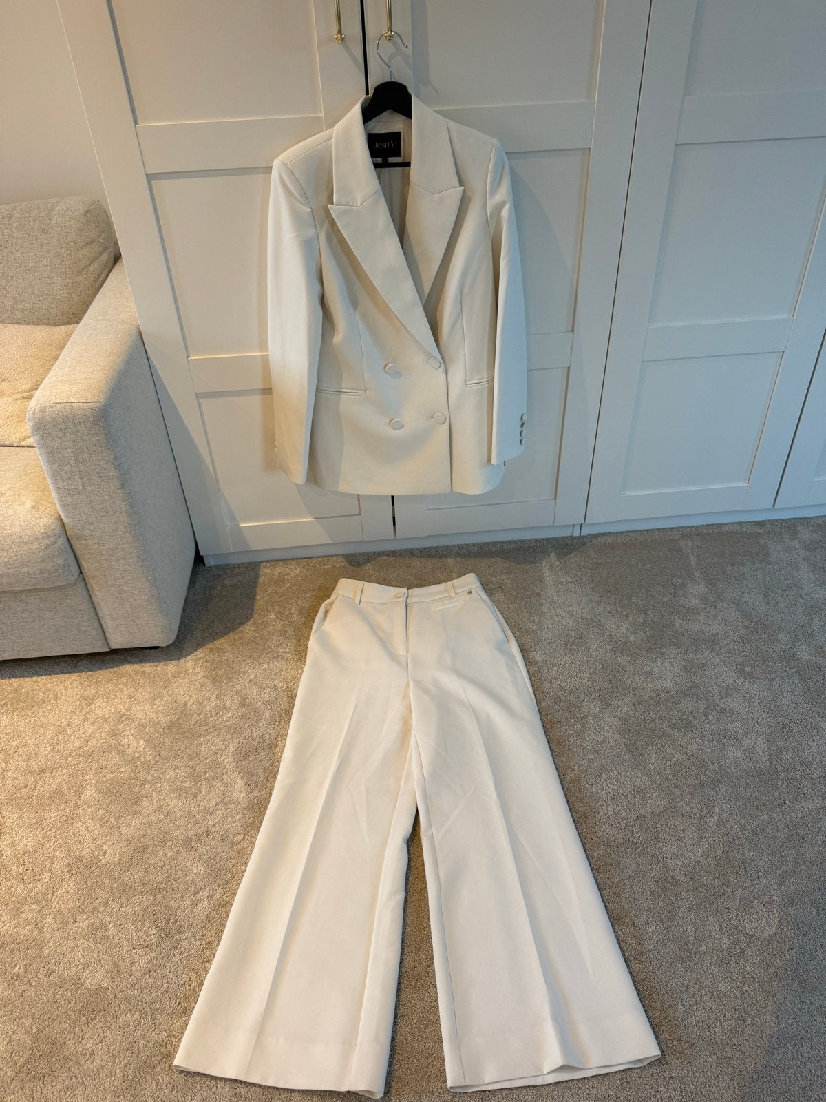 Josh V pak: blazer (S) en pantalon (M) - Crème - ZGAN, Maat 38/40 (M), Wit, Ophalen of Verzenden, Zo goed als nieuw