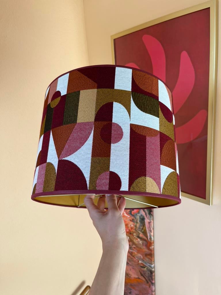 Lampenkap bugundy koper roze goud oker groen print modern, Ophalen, Groen, Rond, Minder dan 25 cm