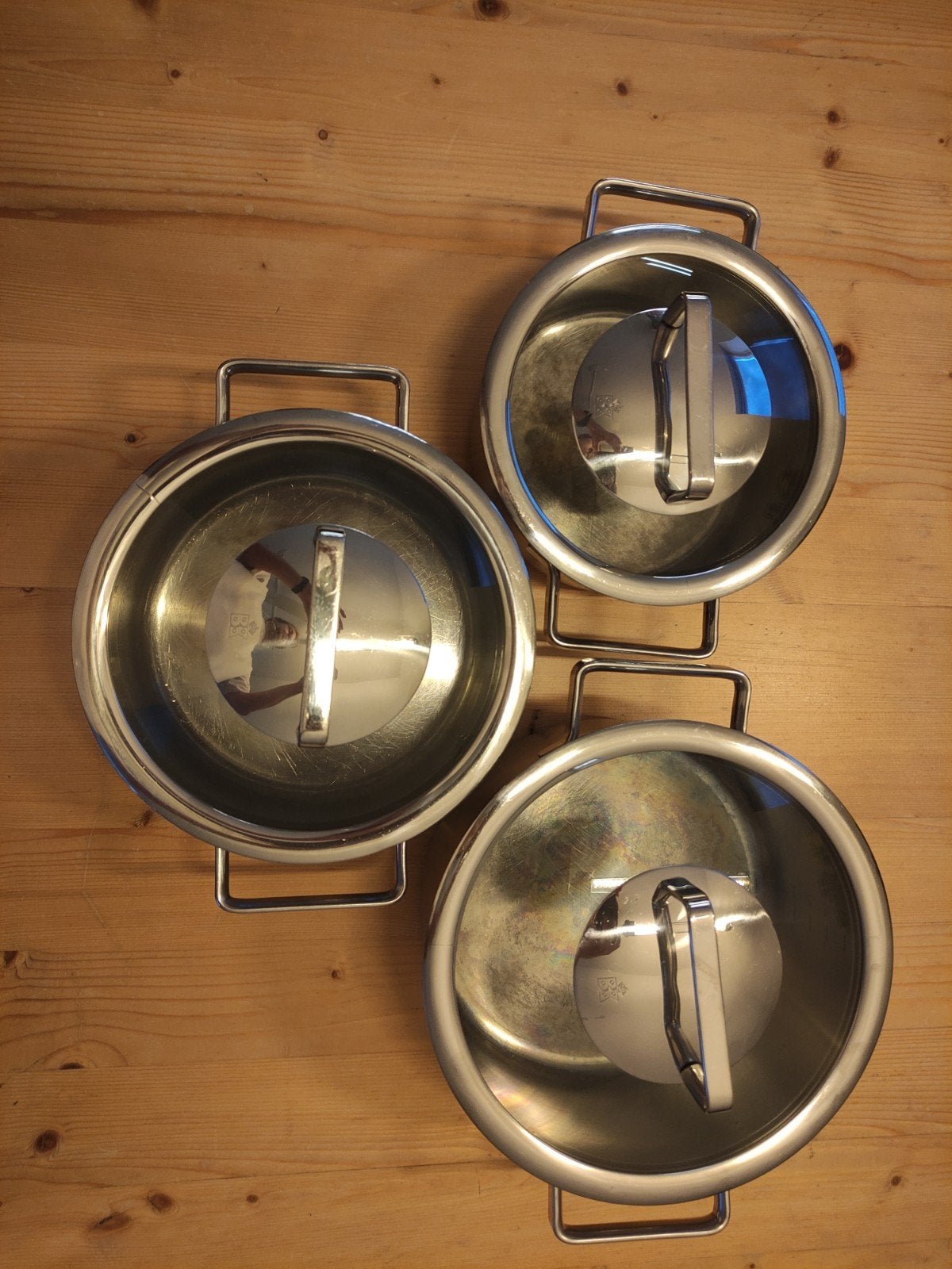 Pannenset 3-delig (20, 18, 16cm) - Inductie geschikt, Huis en Inrichting, Keuken | Potten en Pannen, Gebruikt, BK, Pannenset, Ophalen of Verzenden