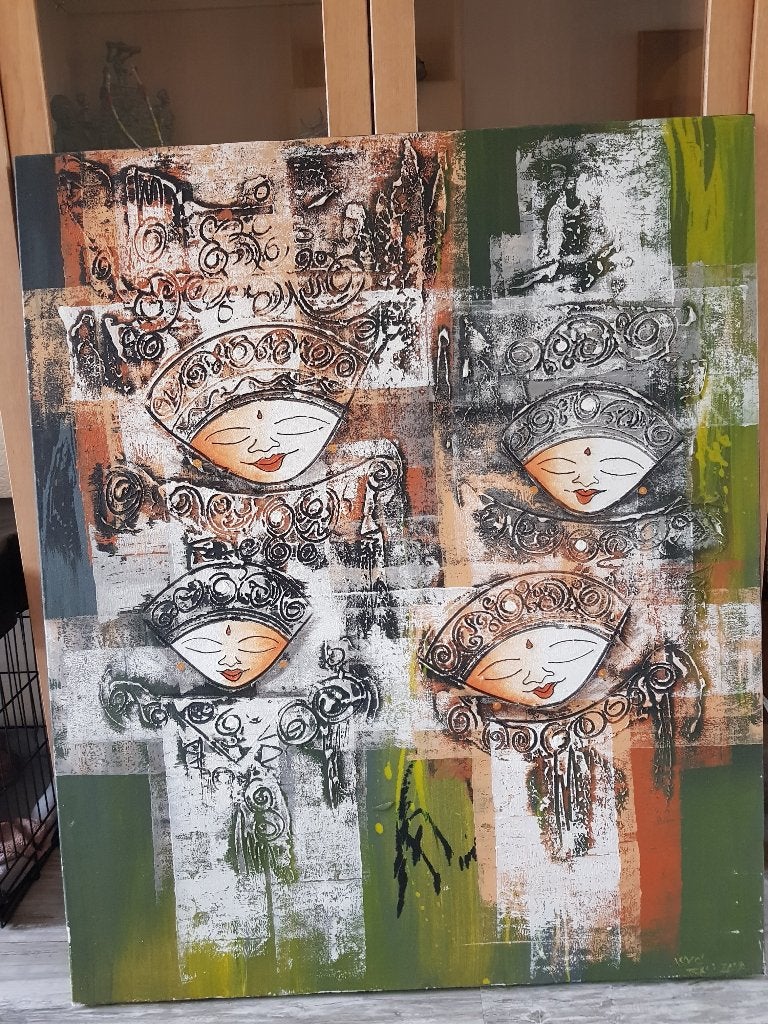 % Prachtig schilderij (verf op doek) 120x100 cm, Ophalen, Figuren