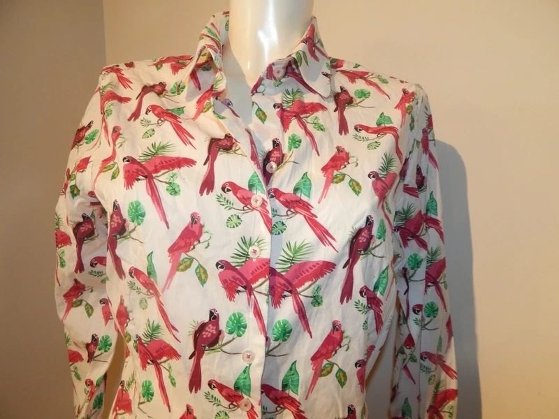 Cavallaro Napoli aparte blouse papegaai vogel print kleur 42, Verzenden, Wit, Zo goed als nieuw, Cavallaro Napoli