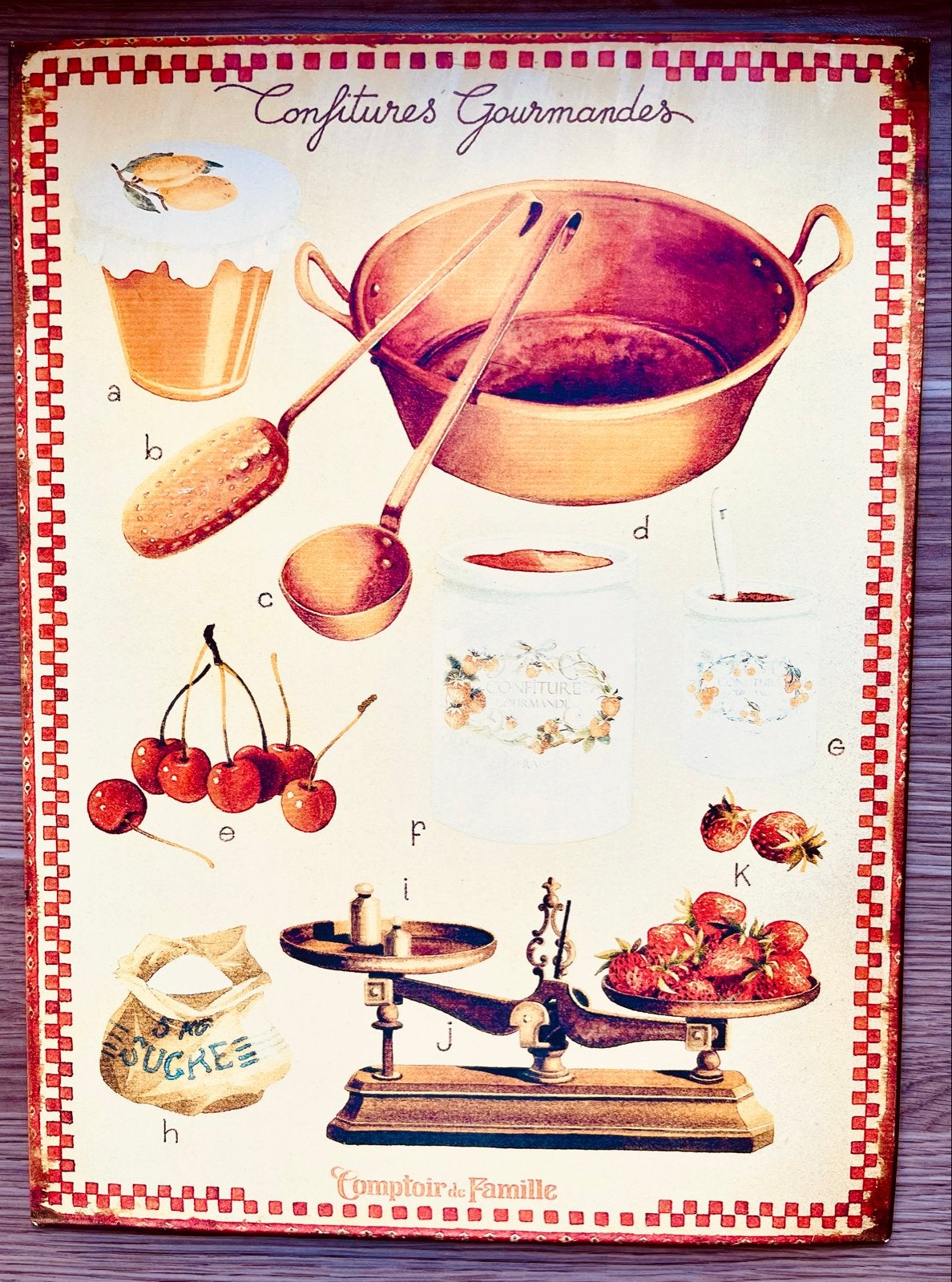 Comptoir de Famille Vintage Metalen Plaat - Confitures, Metaal, Gebruikt, Vintage, Ophalen of Verzenden