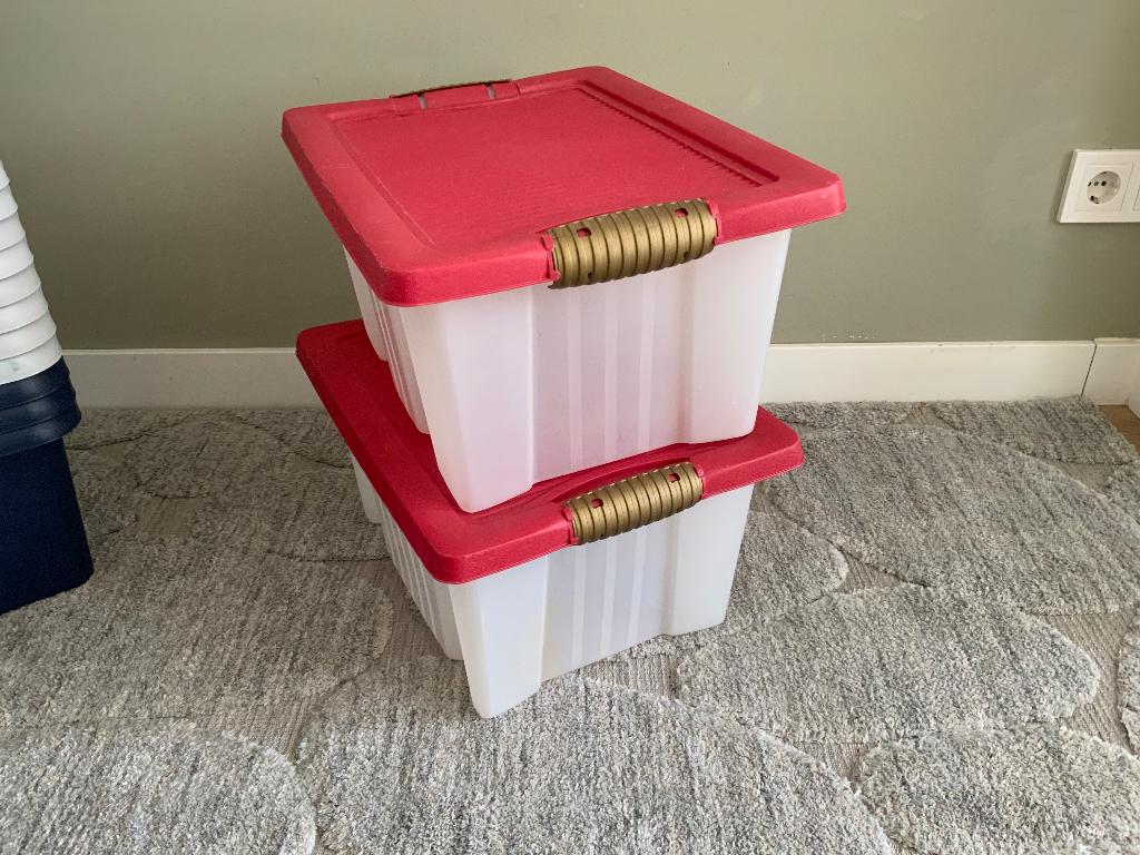2 bakken met deksel (25L), Gebruikt, Minder dan 50 cm, Ophalen of Verzenden, Minder dan 40 cm