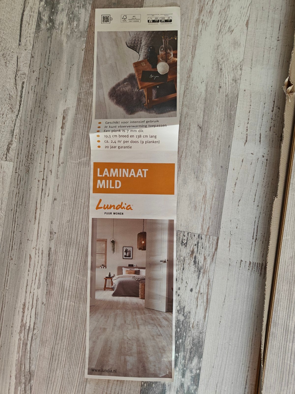 Lundia Laminaat Mild (Gereserveerd), Ophalen, Zo goed als nieuw, 10 m² of meer, 10 tot 30 cm