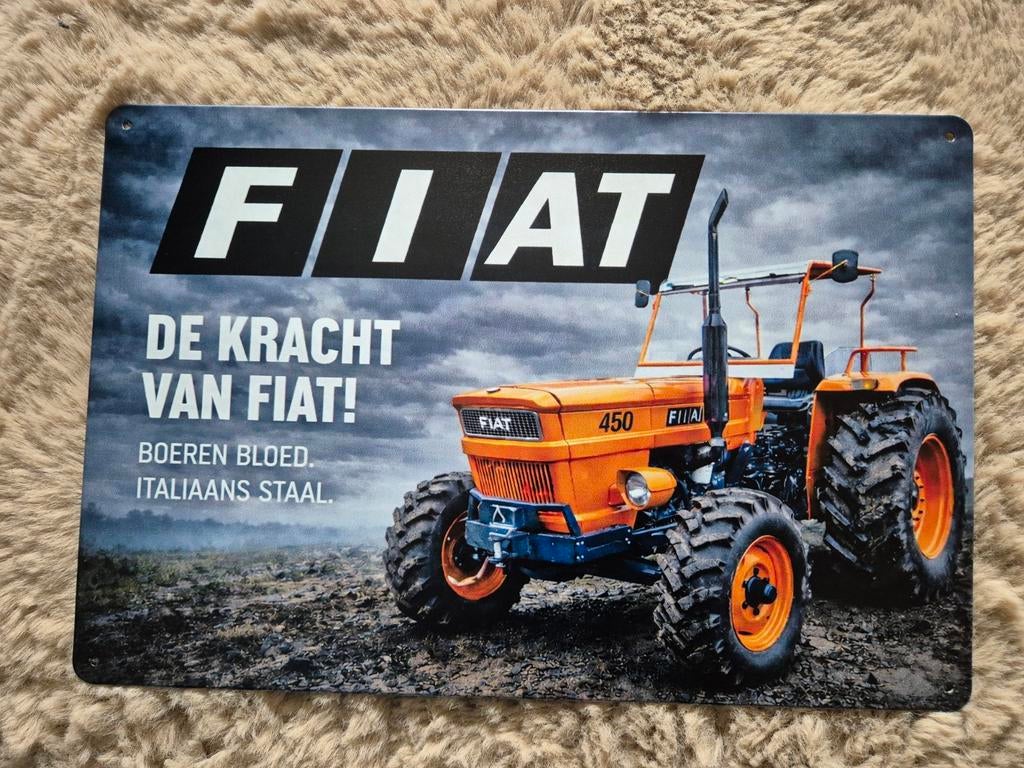 Fiat 450 de kracht van Fiat reclamebord, Ophalen of Verzenden, Nieuw, Reclamebord