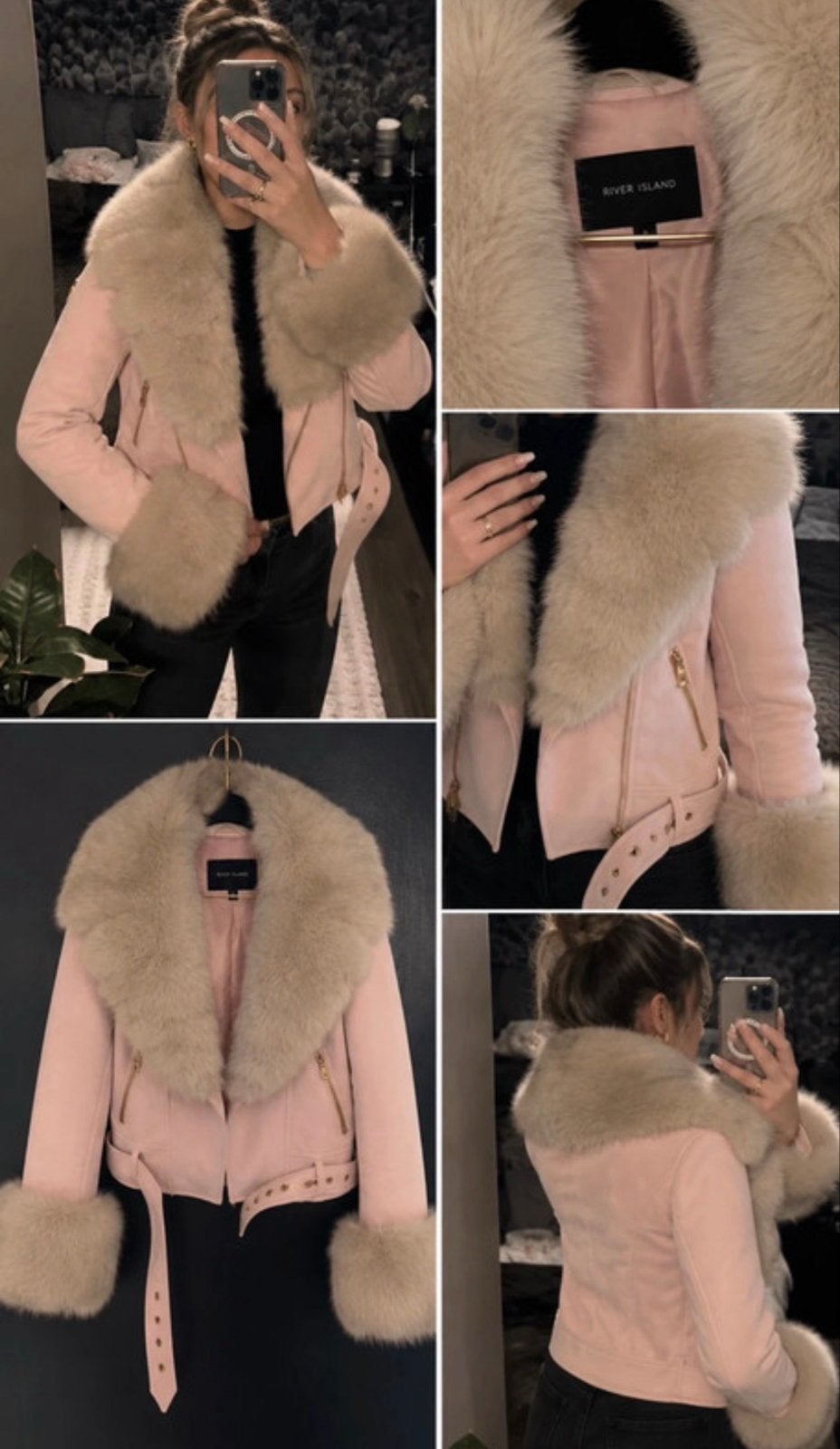 roze jas met bontkraag en manchetten, Ophalen of Verzenden, Nieuw, Maat 38/40 (M), Roze