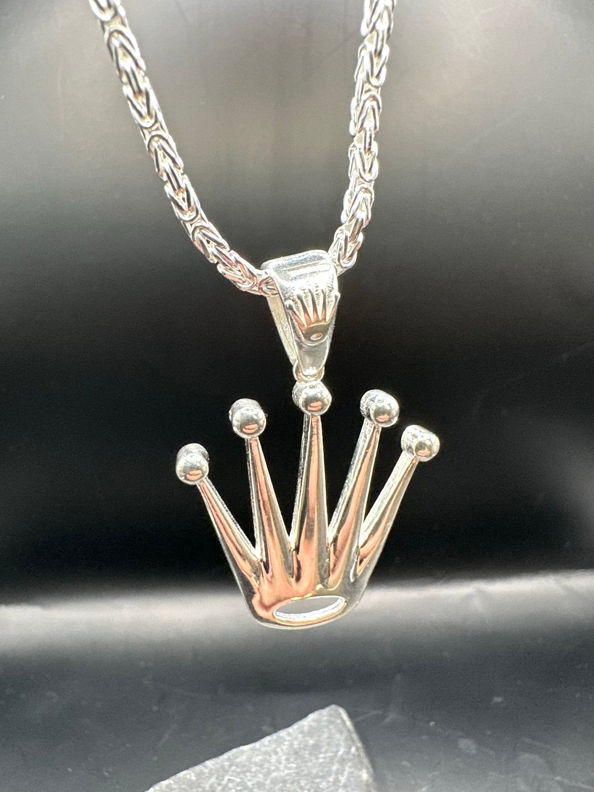 925 Zilveren Koningsketting met Kroon Hanger, Sieraden, Tassen en Uiterlijk, Kettingen, Met hanger, Nieuw, Ophalen of Verzenden