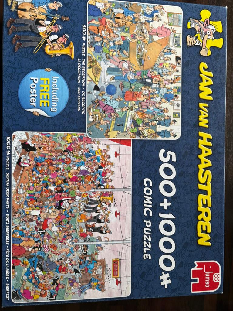 Jan van Haasteren puzzel 1000 en 500 stukjes., Ophalen of Verzenden, 500 t/m 1500 stukjes, Zo goed als nieuw