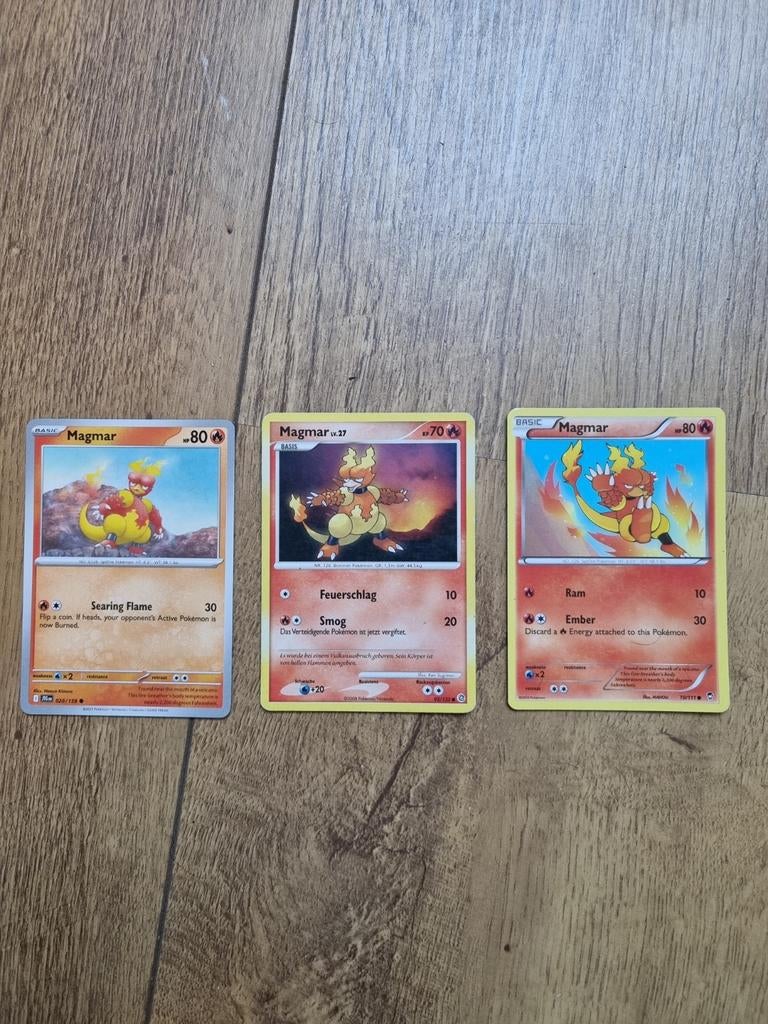 Set van 3 magmar pokemon kaarten, Ophalen of Verzenden