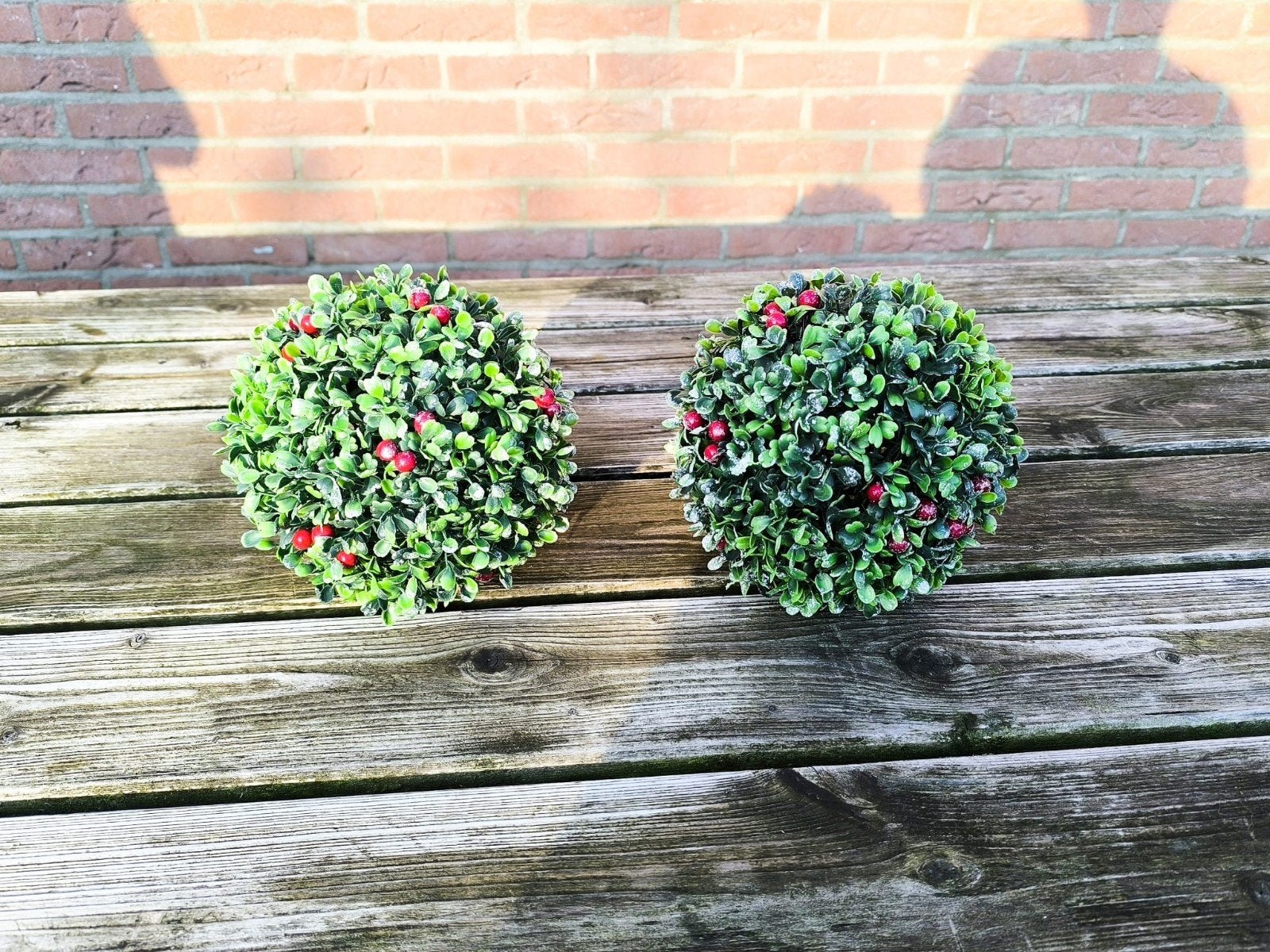 Kerst planten - Kunstplanten met rode bessen, Groen, Kunstplant, Ophalen of Verzenden, Zo goed als nieuw