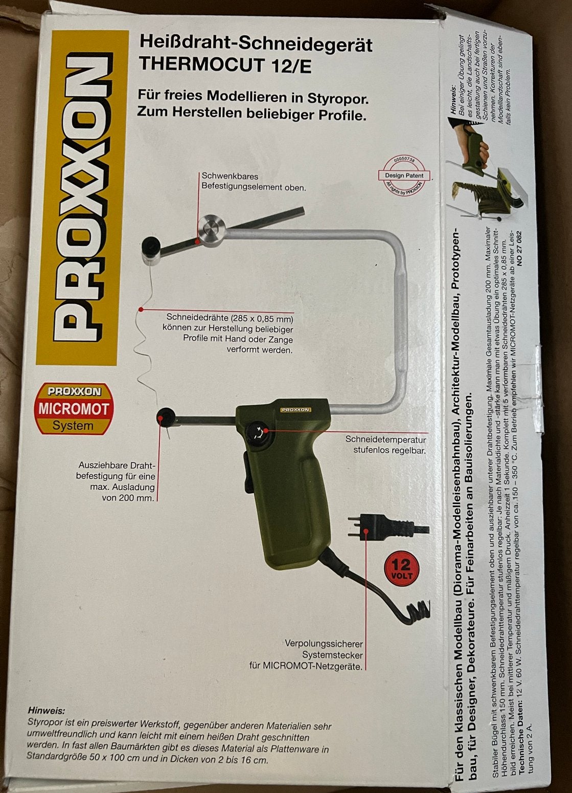 Proxxon Thermocut 12/E Hete Draad Snijder, Verzenden, Zo goed als nieuw