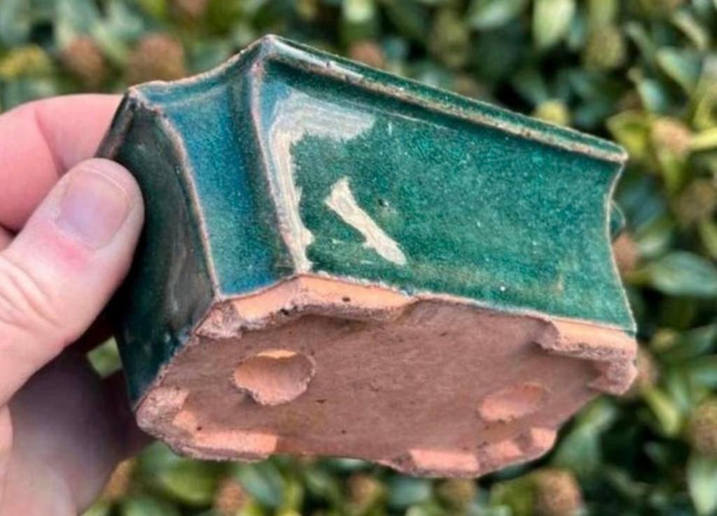 Bonsai schaal groen geglazuurd aardewerk 14,2x9,8x5,2, Tuin en Terras, Ophalen of Verzenden, Zo goed als nieuw, Aardewerk, Rechthoekig