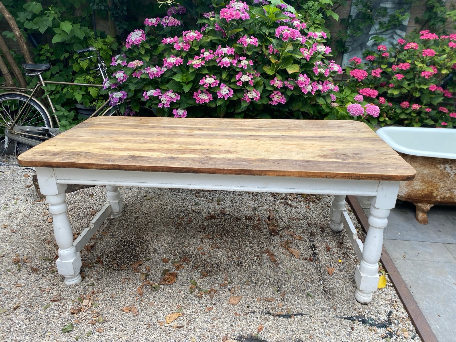Mooie doorleefde oude kloostertafel, Huis en Inrichting, Tafels | Eettafels, Ophalen, Gebruikt, 50 tot 100 cm, Vijf personen of meer