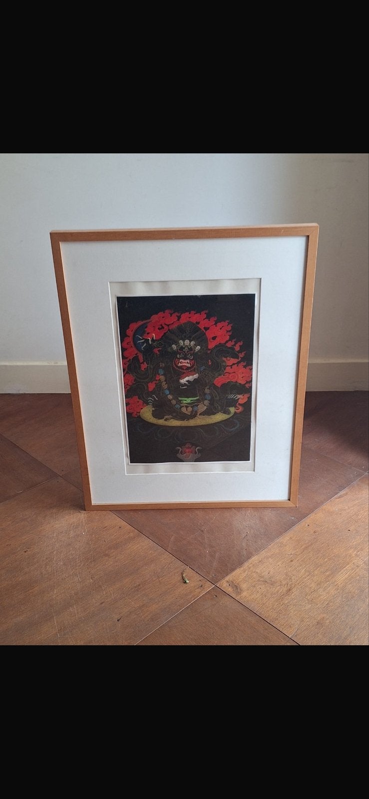 Tibetaanse Thangka schildering van Mahakala, Meerkleurig, Geschilderd, Tibet, Ophalen