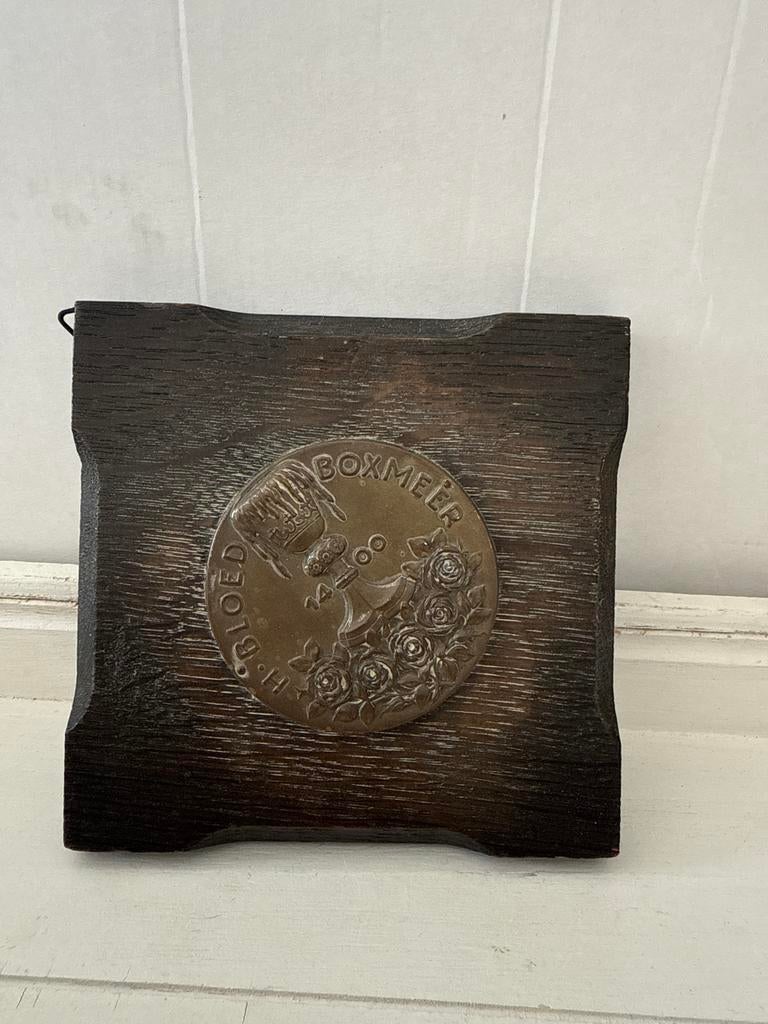 Historische Boxmeer Medaille op Houten Plaque, Postzegels en Munten, Ophalen of Verzenden, Brons, Nederland