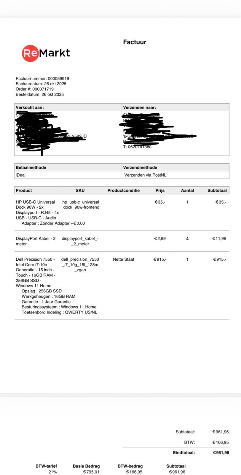Dell Precision 7550 - i7-10850H, 16GB RAM, 256GB SSD, Computers en Software, Met touchscreen, Ophalen of Verzenden, Zo goed als nieuw