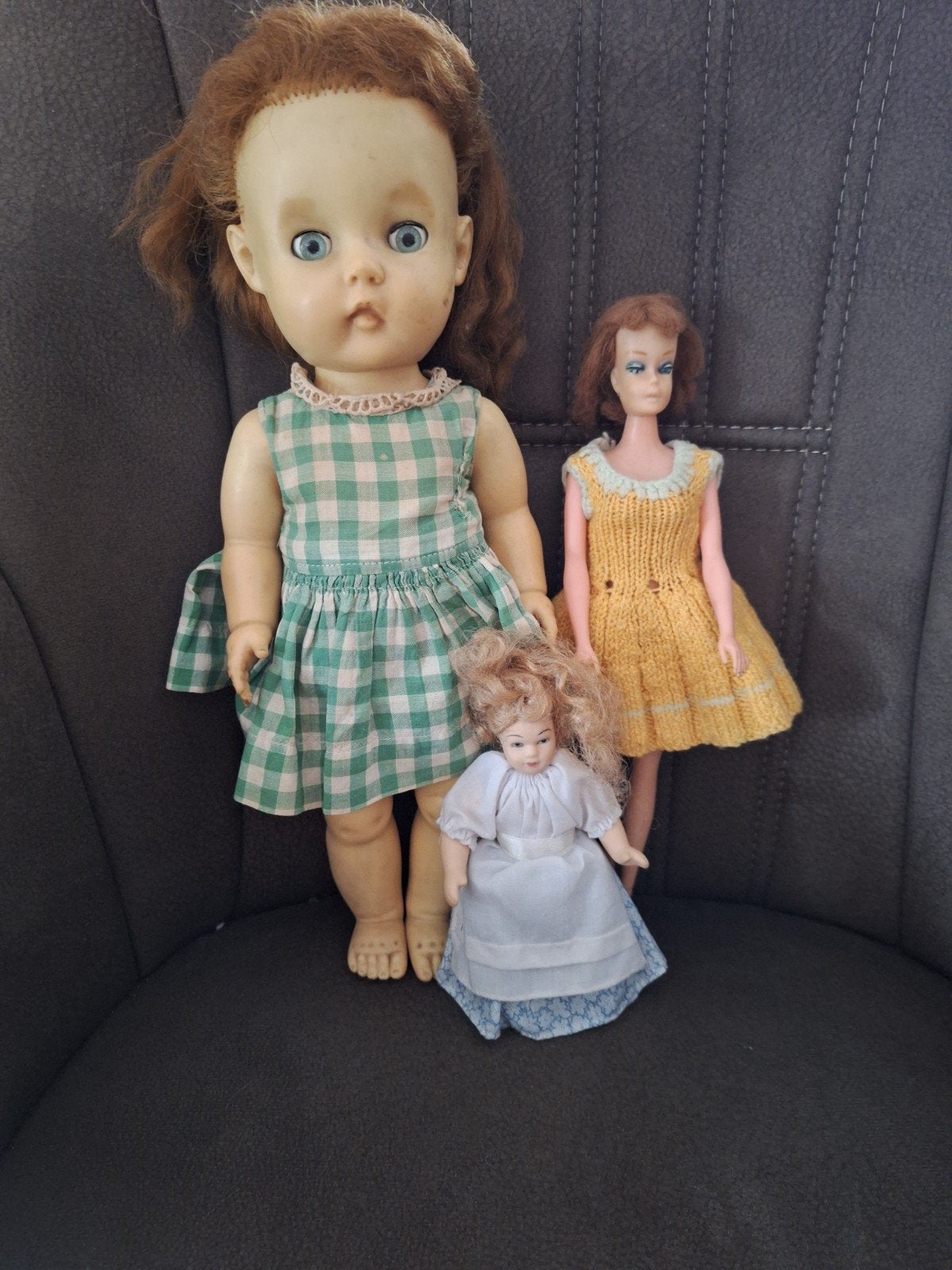 Set van 3 vintage poppen: Pedigree, Barbie en mini pop, Verzamelen, Ophalen of Verzenden, Gebruikt, Pop