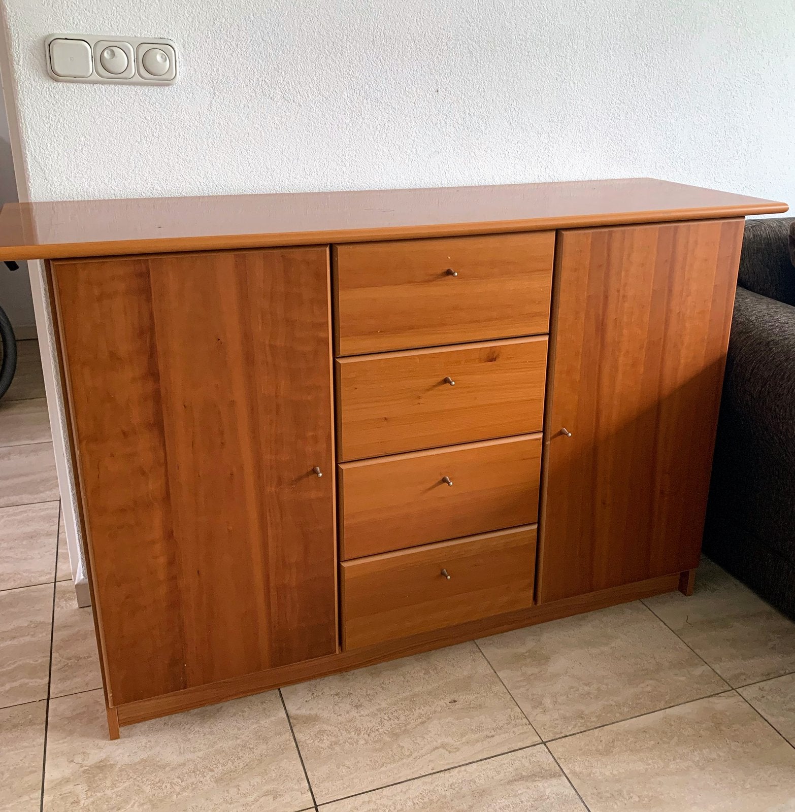 Dressoir kast warm hout bruin lades opberging, Ophalen, Modern gezellig warm vt wonen chic, Gebruikt, Met deur(en)