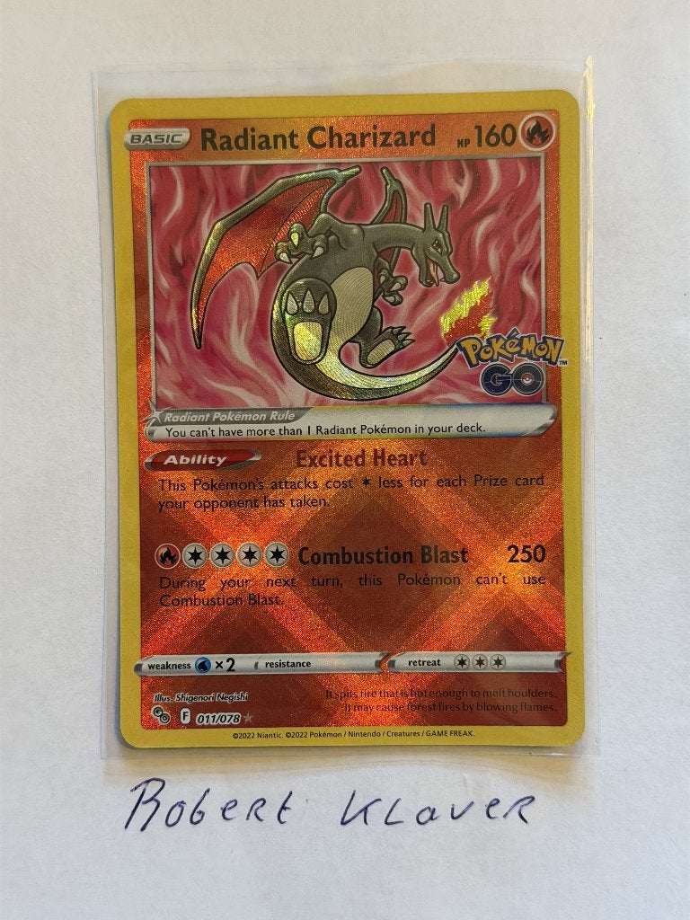 Radiant Charizard Pokemon GO 011/078, Ophalen of Verzenden, Nieuw, Losse kaart