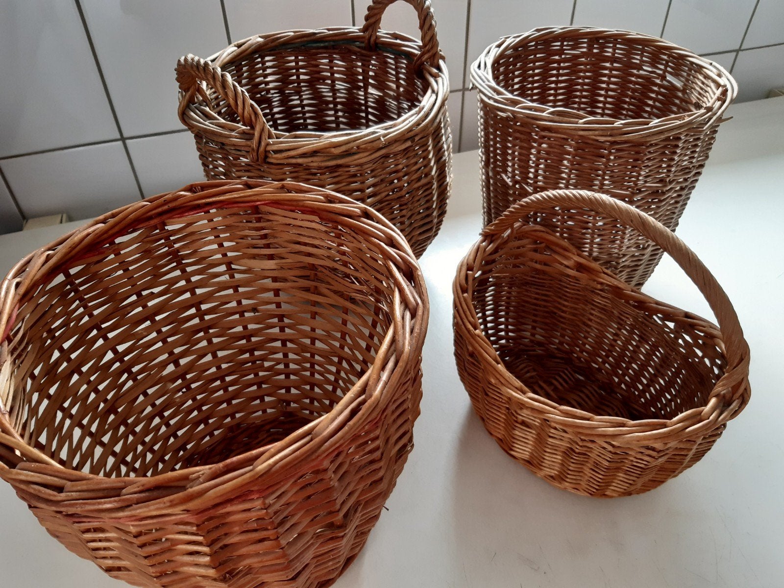 Rieten mandjes, Huis en Inrichting, Ophalen, Rechthoekig, Riet