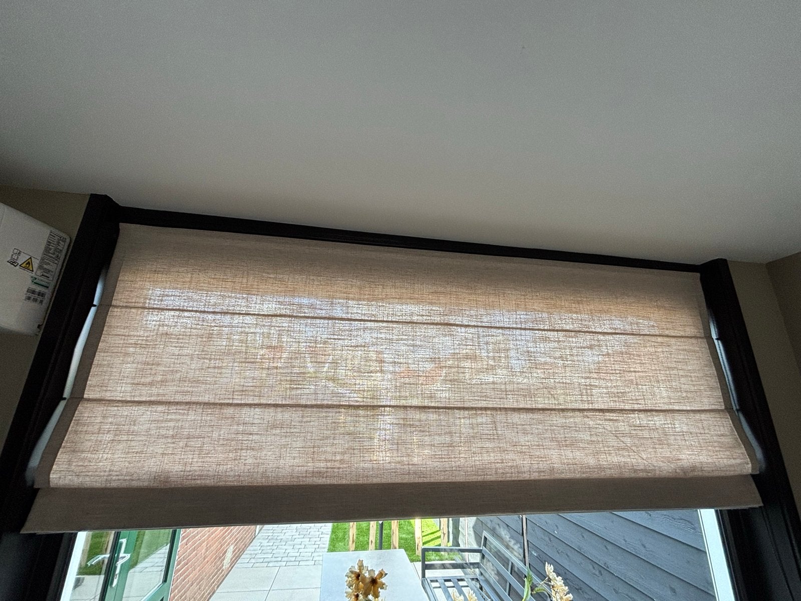 2x linnen vouwgordijn Porto Zand-173,5x212cm & 171,2x136,5cm, Huis en Inrichting, Stoffering | Gordijnen en Lamellen, Beige, Nieuw