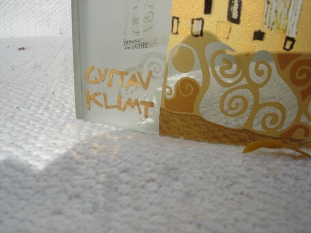 Twee Gustav Klimt Collection Goebel tafellampen Z.G.A.N., 25 cm, Meerkleurig, Met schakelaar, E14 (klein)