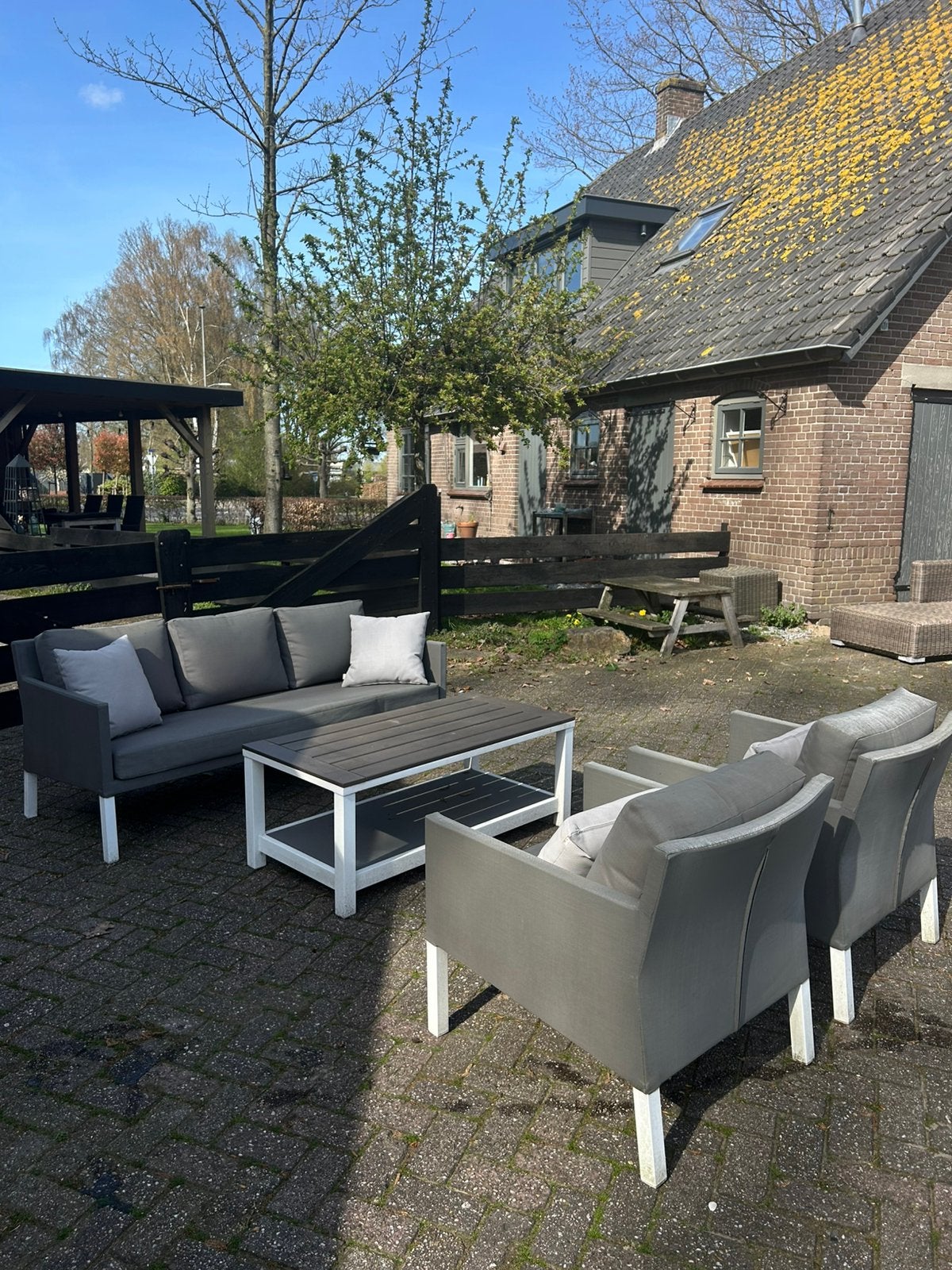 LIFE loungeset met all weather kussens, Ophalen, 5 zitplaatsen, Gebruikt, Aluminium