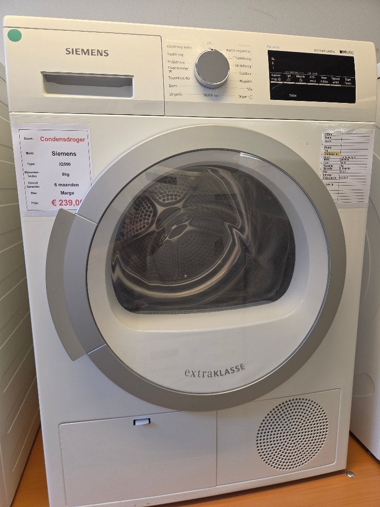 condensdroger - Siemens - iQ500 - 7kg, Witgoed en Apparatuur, Ophalen, 6 tot 8 kg, Duitsland, Anti-kreukfase