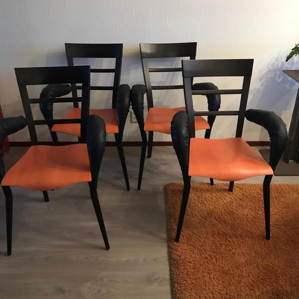 4 stoelen van Borek Sipek, Zwart, Ophalen of Verzenden, Zo goed als nieuw, Vier