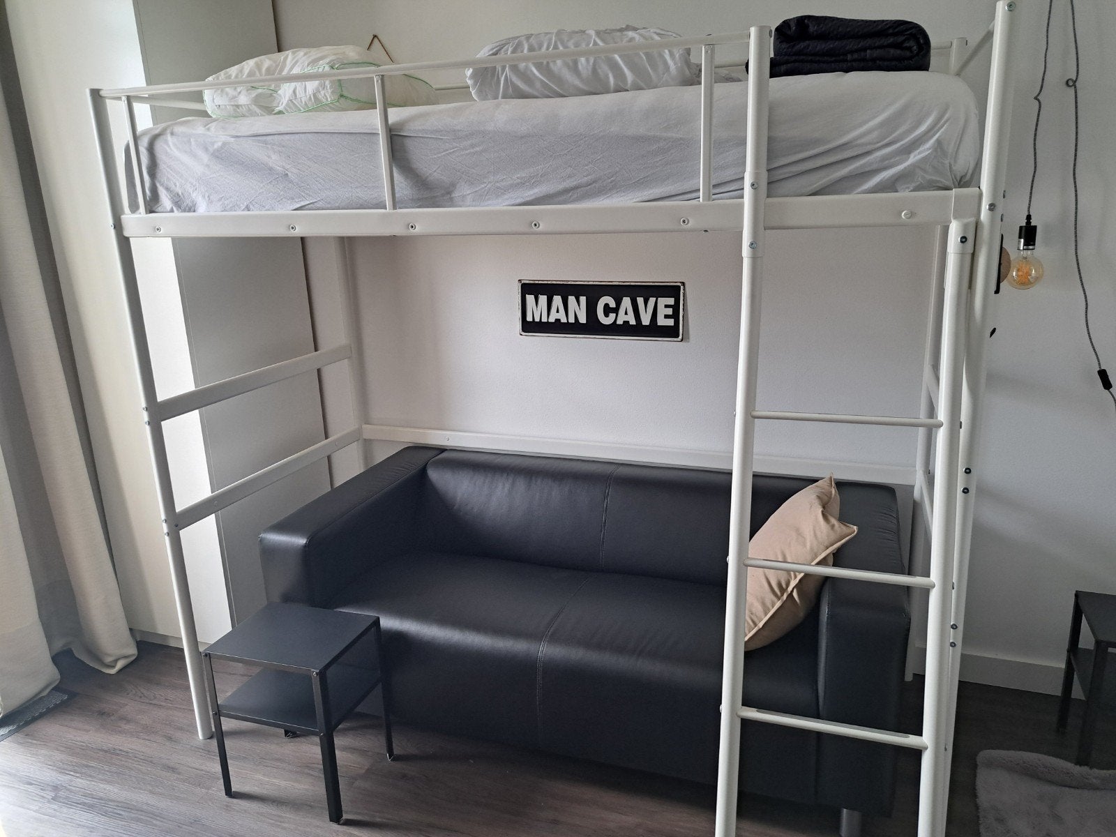 IKEA VITVAL Hoogslaper wit/lichtgrijs 90x200 cm, Huis en Inrichting, Ophalen, Eenpersoons, Zo goed als nieuw, 200 cm