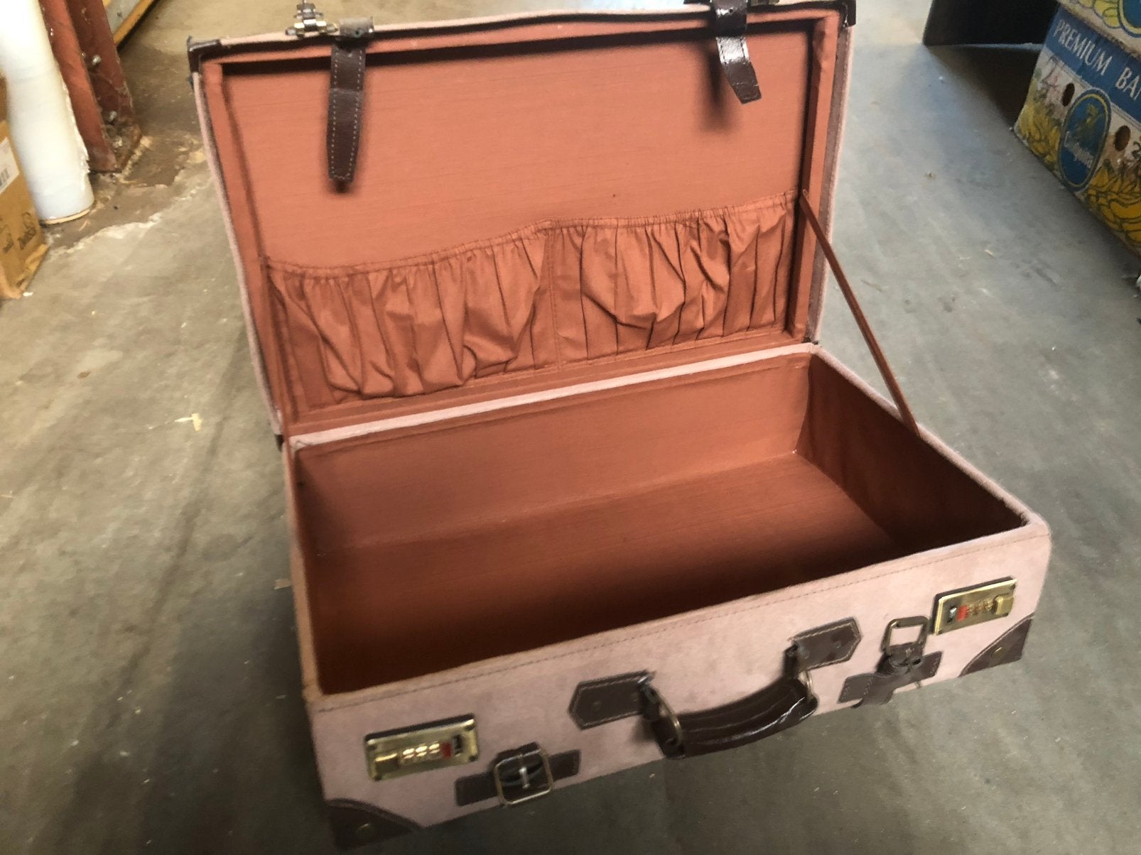 Vintage decoratie koffer, Ophalen, Zo goed als nieuw, Leer, Minder dan 50 cm