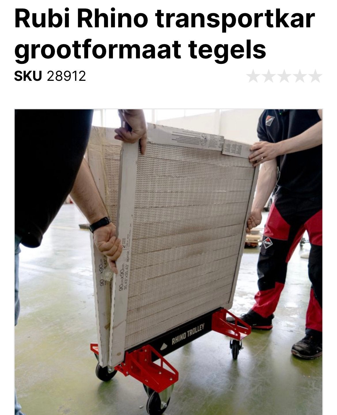 Rubi Rhino trolley voor transportkar grootformaat tegels, Ophalen, Nieuw, 60 tot 150 cm, 30 tot 80 cm