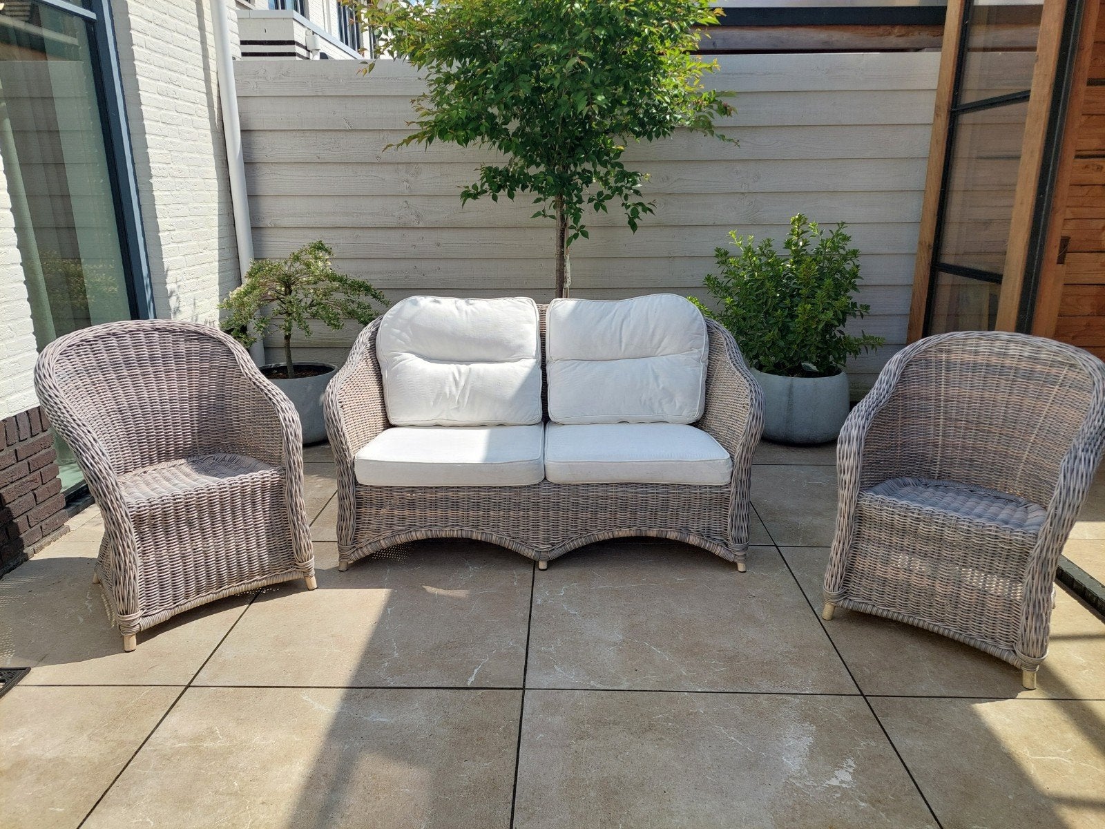Applebee tuinset bank en 2 fauteuils, Ophalen, 4 zitplaatsen, Zo goed als nieuw, Bank