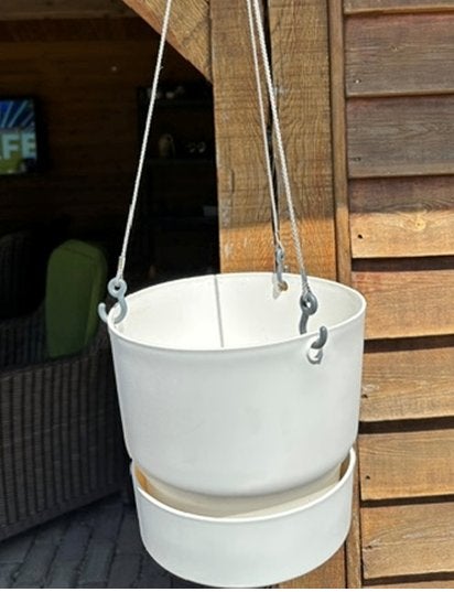 Elho Greenville Hangpot + waterschaal dia 24 x H 21 cm ZGAN, Tuin en Terras, Ophalen, Rond, Zo goed als nieuw, Aardewerk