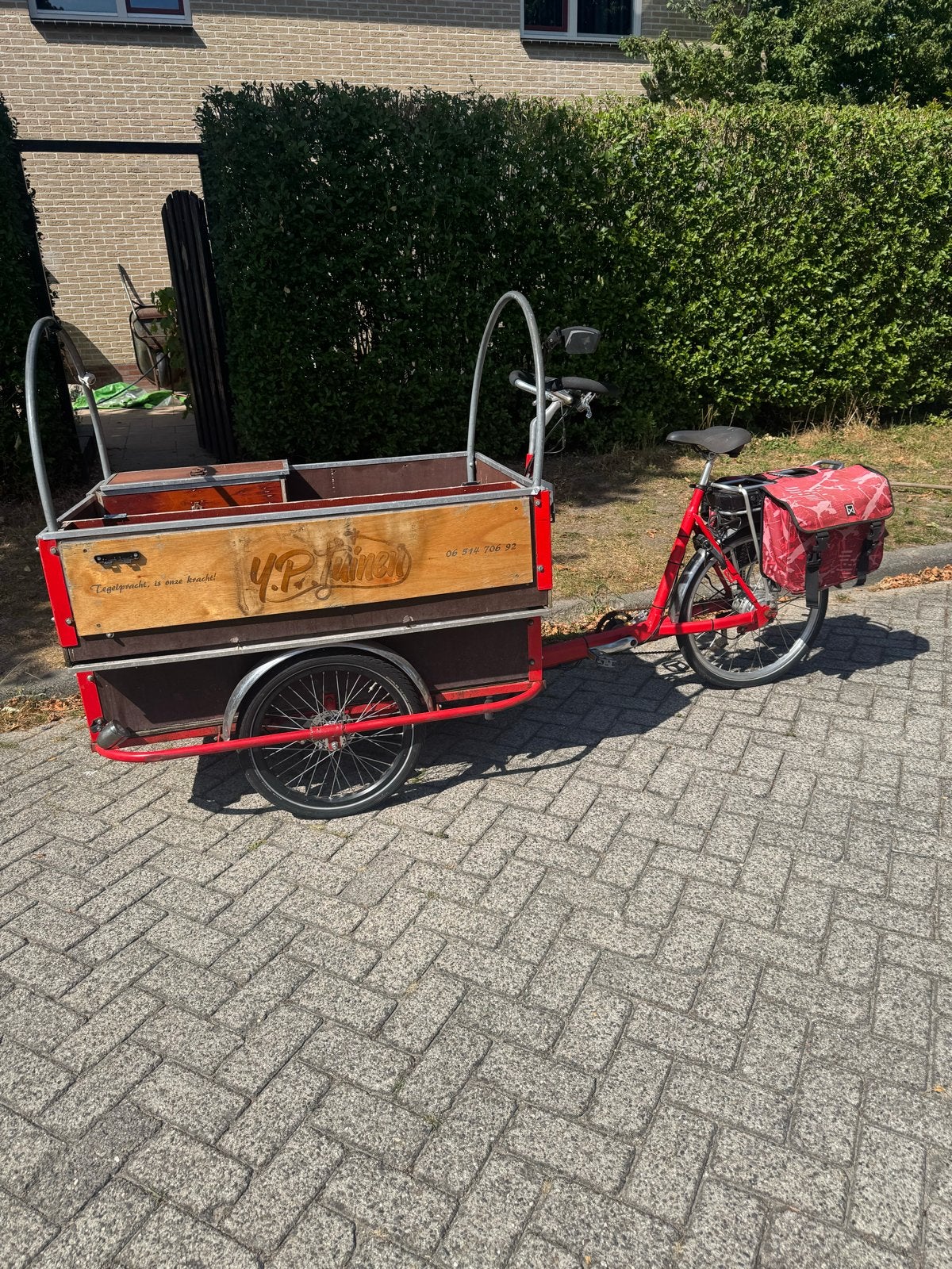 Bakfiets met huif - Ideaal voor kinderen of goederen, Gebruikt, Huif, 2 kinderen, Trommelrem