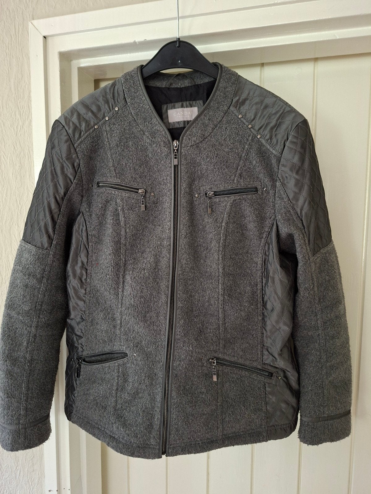 CANDA PREMIUM Jas Maat 44 Grijs met gewatteerde details, CANDA PREMIUM, Maat 42/44 (L), Ophalen of Verzenden, Grijs