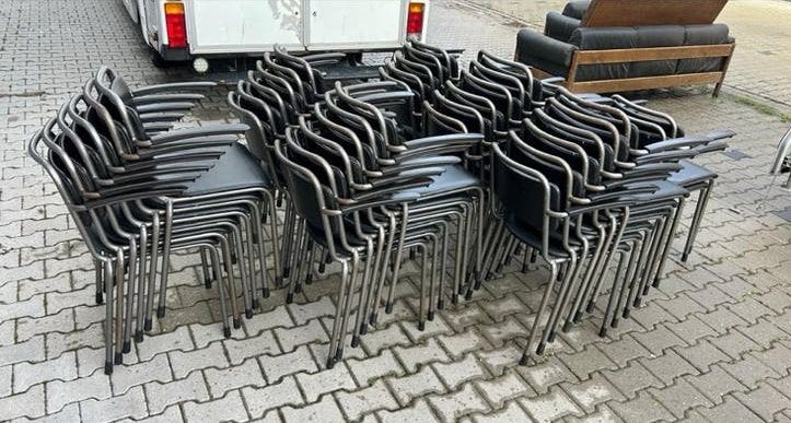 Partij van 36x Gispen TU Delft ‘70, Kunststof, Vintage retro buisframe design rotan webbing papercord deens, Zwart, Ophalen of Verzenden