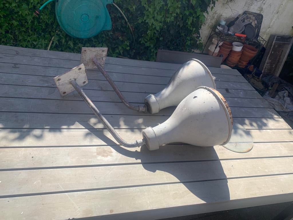 vintage buitenlampen, 2 stuks, 1940-50, Ophalen, Gebruikt, Wandlamp, Netvoeding