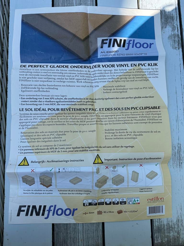 Finifloor ondervloer voor vinyl en PVC klik - gratis ophalen, Doe-het-zelf en Verbouw, Ophalen, 30 cm of meer, 50 tot 150 cm, Overige typen