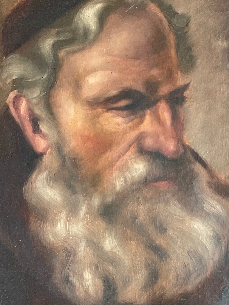 Antiek 19e eeuws olieverf schilderij portret gesigneerd, Origineel werk, Portret of Personen, Olieverf, Klassiek
