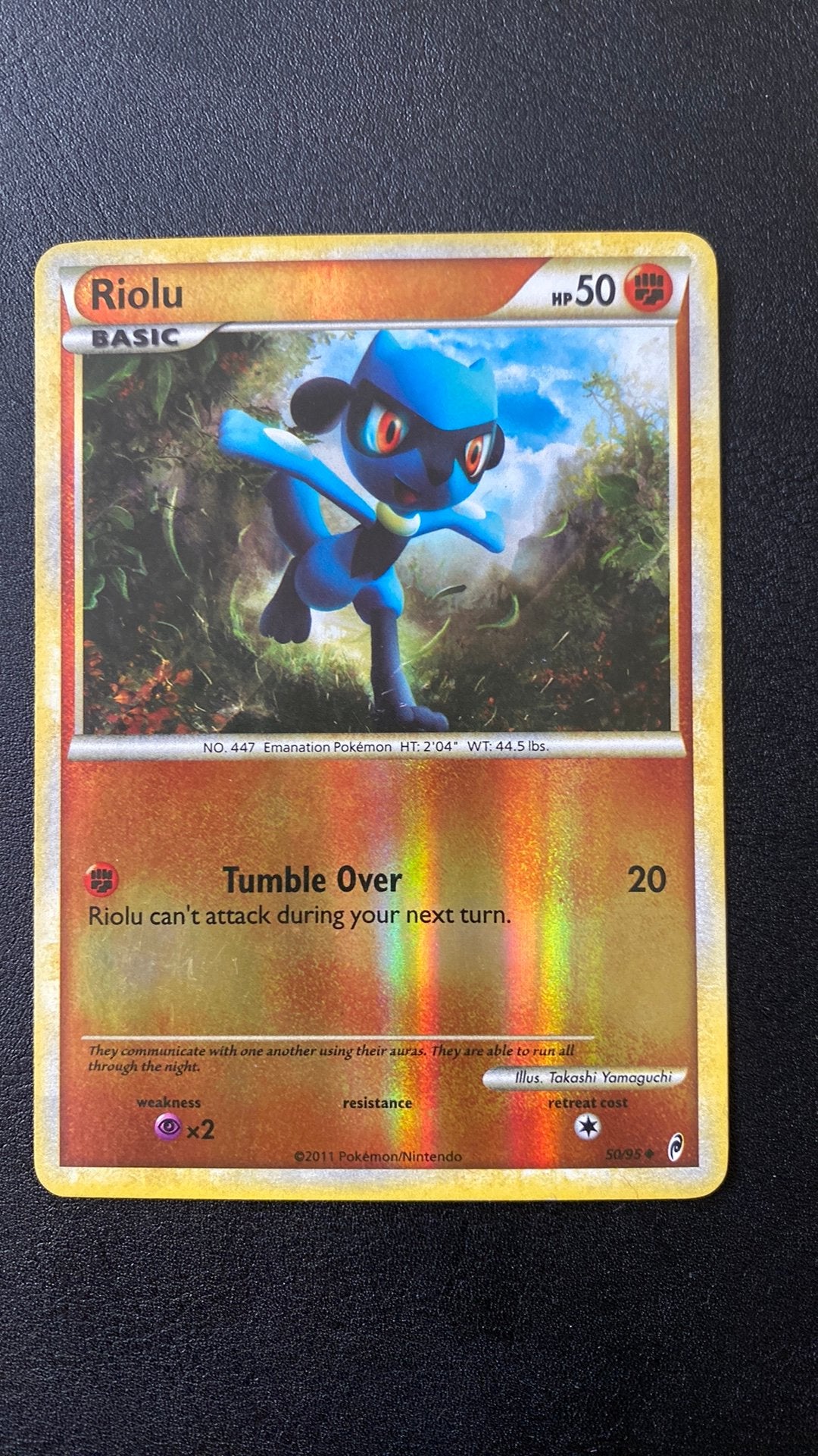 Pokemon riolu 50/95 reverse holo call of legends, Ophalen of Verzenden, Gebruikt, Losse kaart